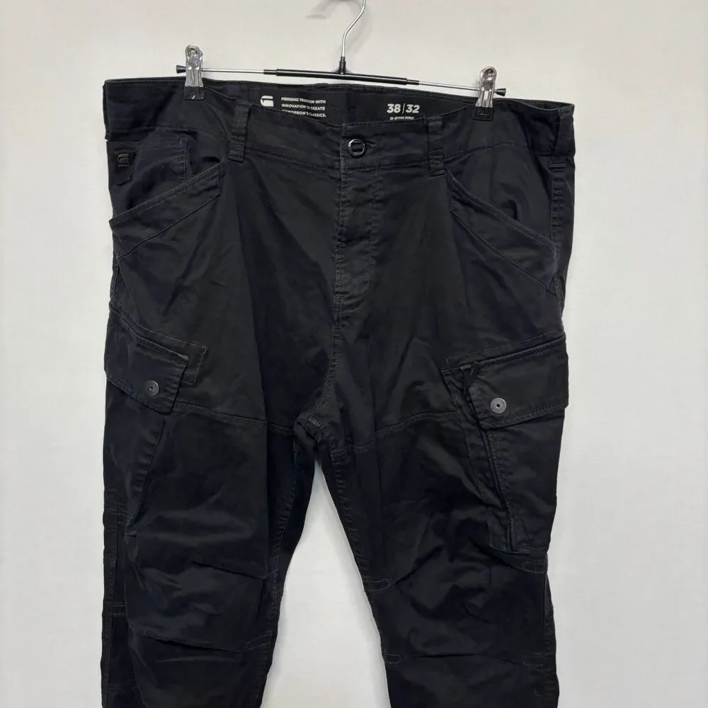 G-Star Raw Men Roxic Straight Tapered Cargo Pants Size 38x32 Black C132 -15